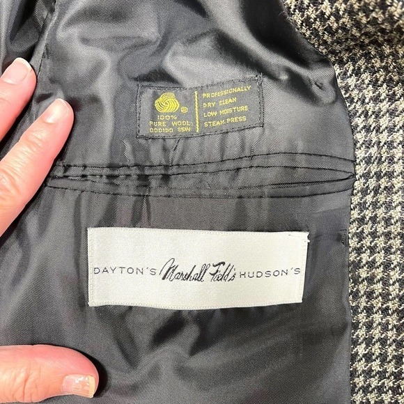 Dayton Hudson’s Marshall Field’s Vintage Men’s 100% Wool Blazer Coat Houndstooth - Picture 7 of 9